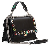 'Kan I' Studded Leather Scalloped Shoulder Bag, Black