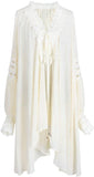 Asymmetrical Embroidered Ruffle Shirt-Dress