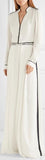 Long White Light Maxi Dress with Black Piping