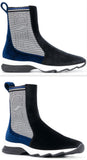 Paneled Two-Tone Ankle Boots - Red & Burgundy or Black & Blue