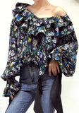 Ruffle Floral Print Top - Yellow or Black
