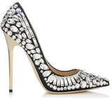 'Tia' Jeweled Leather Pumps in Black or White - DESIGNER INSPIRED FASHIONS
