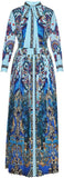 Paisley Peacock Print Dress with Neck-Tie