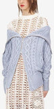 Long Cable Knit Cardigan - Light Blue, Black or Red