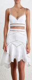 'Mercer' Fan Cotton Bralette & Skirt Set, White