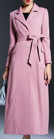 Full-Length Tie-Waist Coat in Pink - DESIGNER INSPIRED FASHIONS