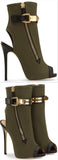 'Roxie' Leather Trimmed Canvas Bootie - DESIGNER INSPIRED FASHIONS