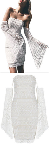 Macrame Lace Dress, White