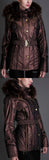 Fur-Hooded Metallic Short Down Jacket
