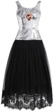 Sequined Lace Midi Dress