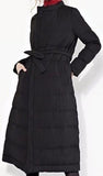 Long Waffle-Textured Puffer Down Coat in Black or Red - DESIGNER INSPIRED FASHIONS