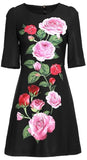Roses Printed Mini Dress in Black