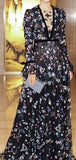 Floral Embroidered Mesh Overlay Gown