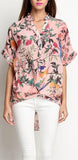 Asymmetrical Silk Floral-Print Blouse