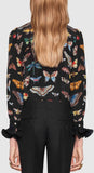 Butterfly Print Shirt with Ruffle Detail | DESIGNER INSPIRED FASHIONS