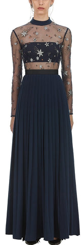Star Tulle Embellished Maxi Dress