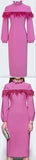 Feather-Trim High-Collar Dress