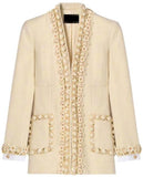 Appliques Wool-Blended Tweed Jacket - DESIGNER INSPIRED FASHIONS