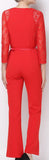 Lace Panel Cady Jumpsuit in Red - DESIGNER INSPIRED FASHIONS
