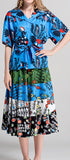 Printed Top and Paneled Printed Skirt Set