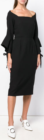 Flared Sleeve Dress, Black