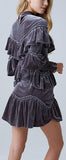Ruffled Velvet Mini Dress - DESIGNER INSPIRED FASHIONS