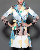 Multi Colored Printed Short Trench Coat - DESIGNER INSPIRED FASHIONS