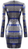 Striped Sequin-Embellished Long-Sleeve Mini Dress