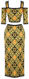 Cold-Shoulder Printed Crop Top and Skirt Set | DESIGNER INSPIRED FASHIONS