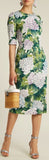 Hydrangea-Print Fitted Dress