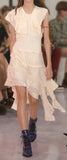 Asymmetric Lace-Trimmed Silk Midi Dress
