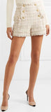 Button-Embellished Tweed Shorts