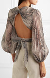 'Corsage' Cropped Snake-Print Pliss̩-Georgette Top and Skirt Set