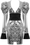 Low-Cut Mirrored Sequined Dress