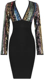 Low-Cut Sequin Bandage Dress