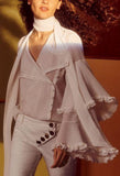 Bell-Sleeved Tie-Neck Blouse