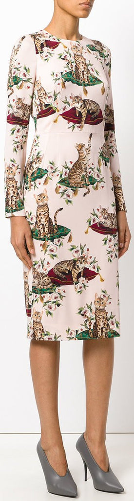 Cat Print Dress - Extended Sizes