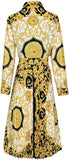Baroque Print Pleated Shirt-Dress