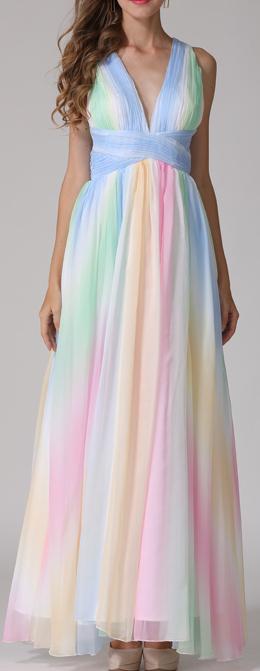 Rainbow Colored Halter Gown