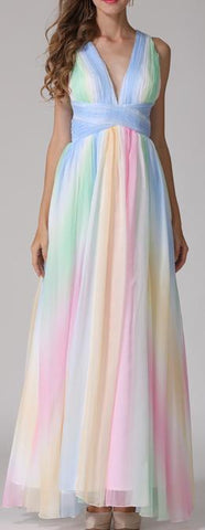 Rainbow Colored Halter Gown