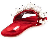 Pearl Embellished Sliders - Red or Black