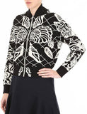 Leaf Print Bomber Jacket and Skirt Set