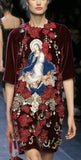 Floral Applique Velour Dress - DESIGNER INSPIRED FASHIONS