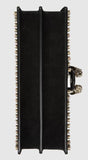 Frame Print Leather Top Handle Bag, Black