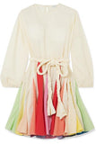 Belted Color-Block Cotton Mini Dress