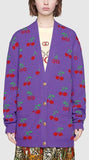 GG Cherry Jacquard Wool Knit Cardigan