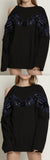 Wing-Embroidered Cold-Shoulder Sweatshirt, Black