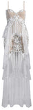 'Nymph' Tiered Lace Gown - White or Black