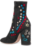Printed Suede Ankle Boots in Black - DESIGNER INSPIRED FASHIONS