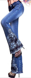Embellished Floral Faded Jeans - DESIGNER INSPIRED FASHIONS